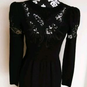 Vintage 1980's Black Goth Sweater Dress Size Small